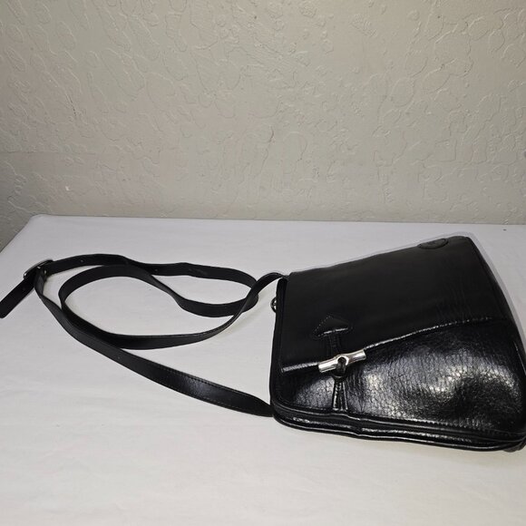 Vintage Longchamp Roseau Small Black Grain Leather Crossbody Shoulder Bag AS IS - Picture 12 of 13